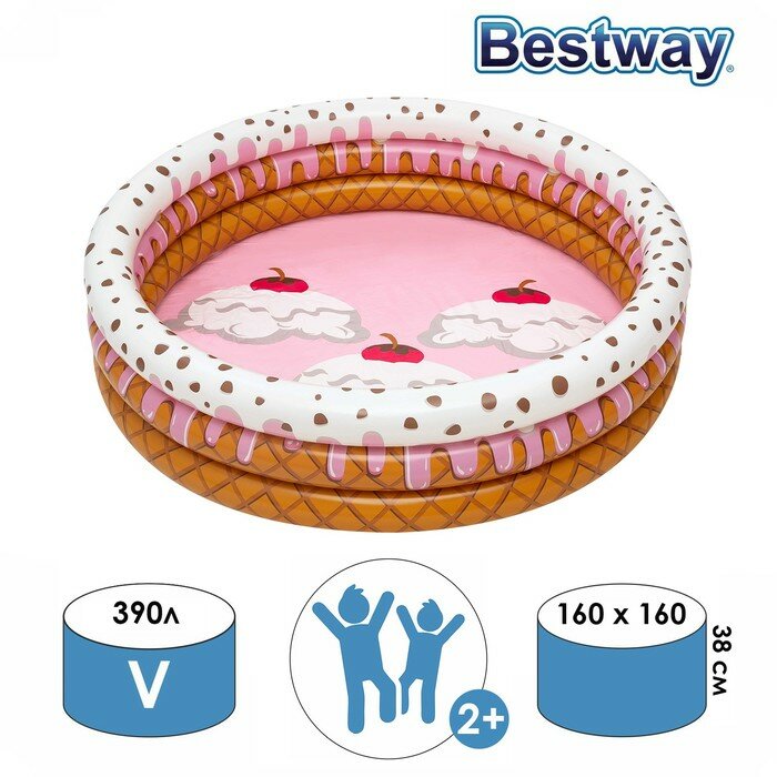 Бассейн надувной Sundae Funday, 160 x 160 х 38 см, 51144 Bestway - фотография № 1