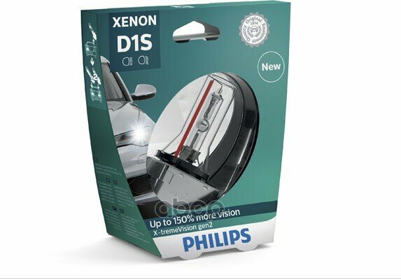 Лампа автомобильная ксеноновая Philips X-tremeVision +150 85415XV2S1 D1S 85V 35W PK32d-2