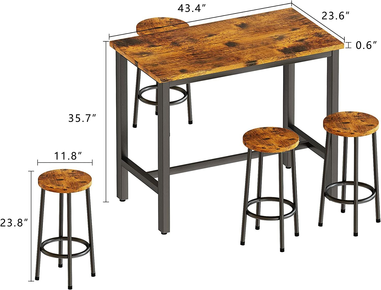 Комплект обеденной мебели стол и 4 стула в стиле Лофт - фотография № 3