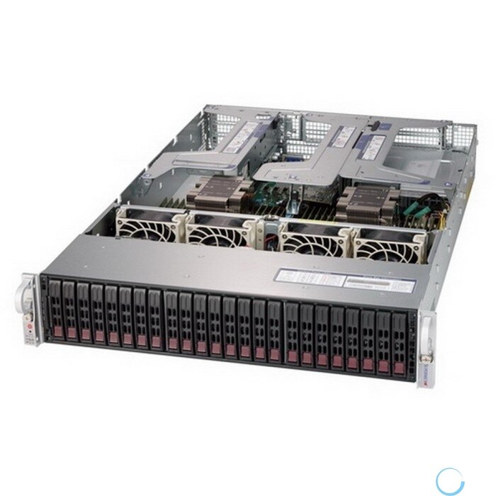 Сервер Supermicro SuperServer SYS-2029U-TR4 без процессора/без ОЗУ/без накопителей/количество отсеков 2.5" hot swap: 24/1000 Вт/LAN 1 Гбит/c