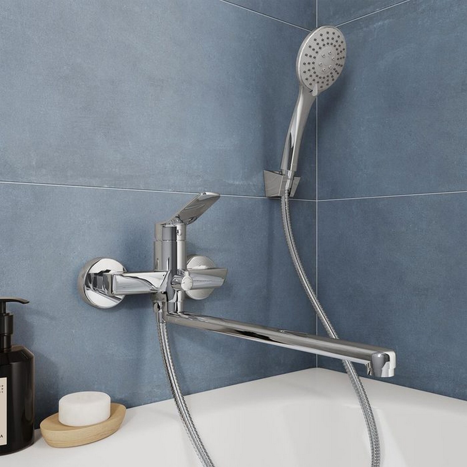 Смеситель для ванны и умывальника 35к Milardo ENJSB00M10 "Enjoy" с душ. аксессуарами хром - фотография № 2