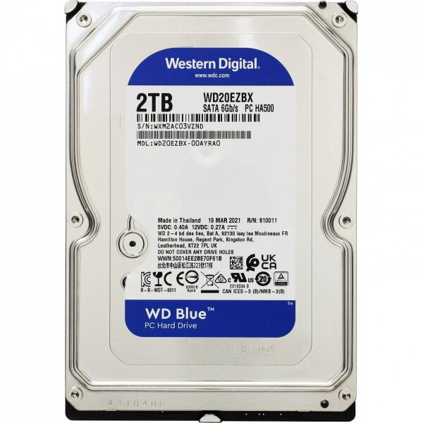 Для домашних ПК Western Digital Жесткий диск Western Digital WD20EZRZ 2TB SATA 3.5" HDD