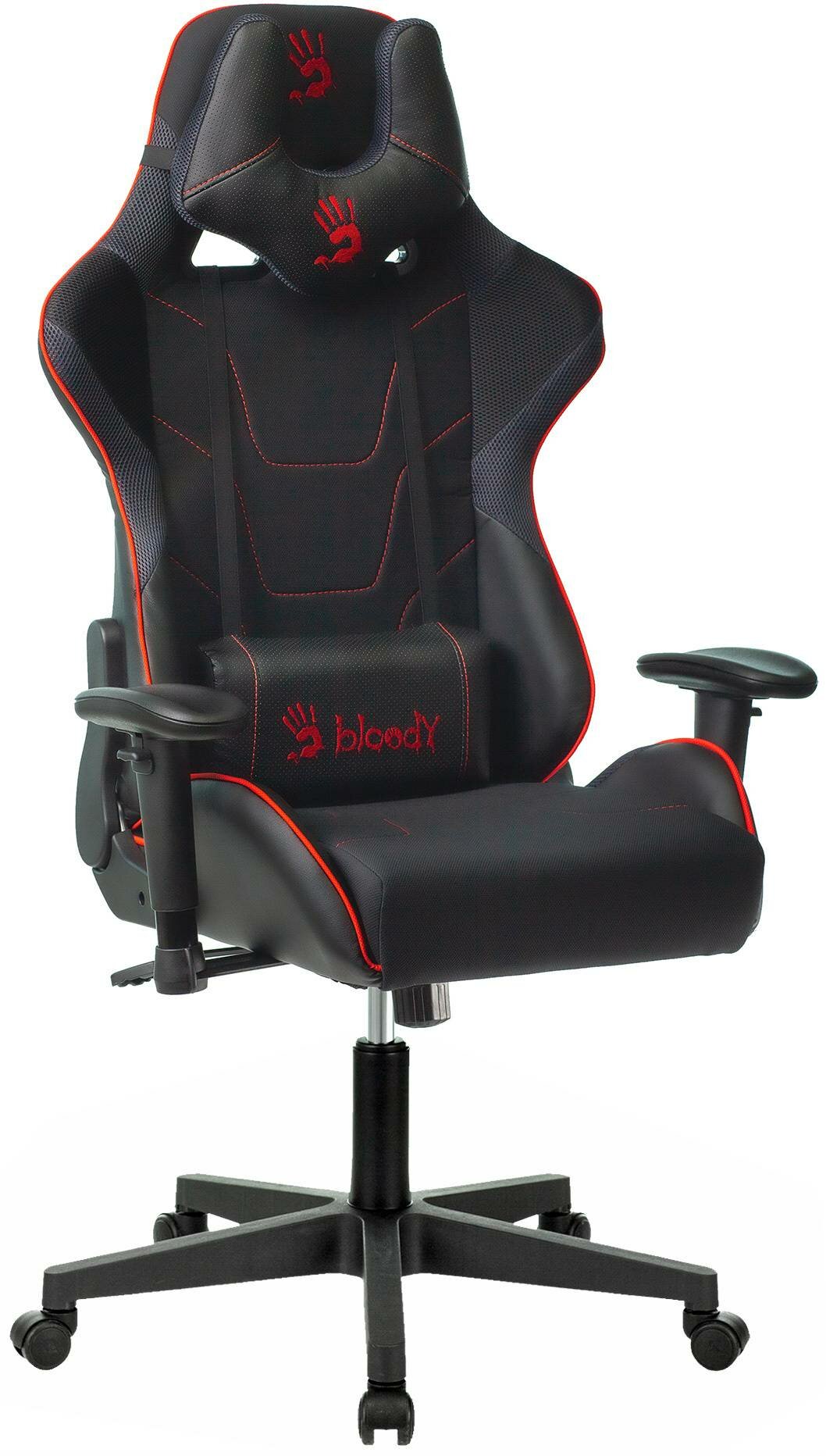 Кресло игровое A4Tech Bloody GC-400, обивка: ткань, цвет: черный/красный