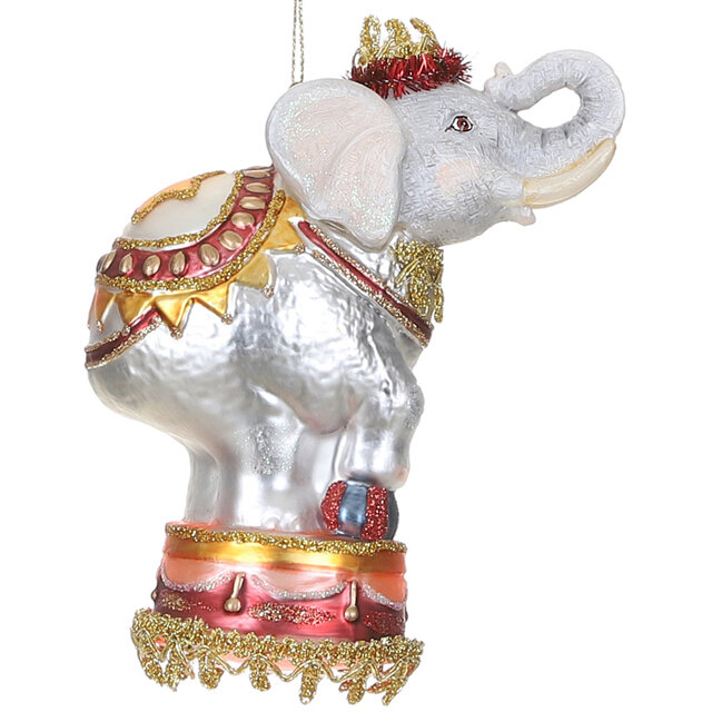 Edelman Стеклянная елочная игрушка Слон Димбо - Цирк Шапито 12 см подвеска 1078552