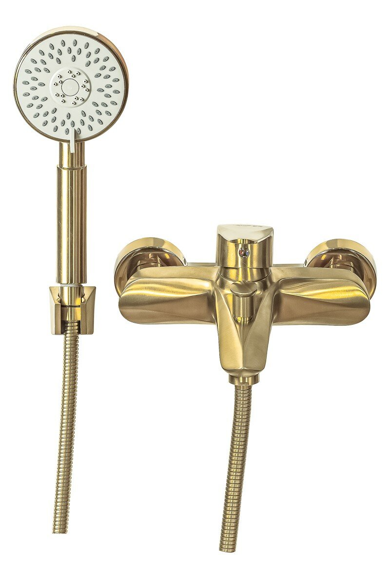 Профсан Смеситель Профсан STEEL GOLD ПСМ-303-1 для ванны с душем, золотой