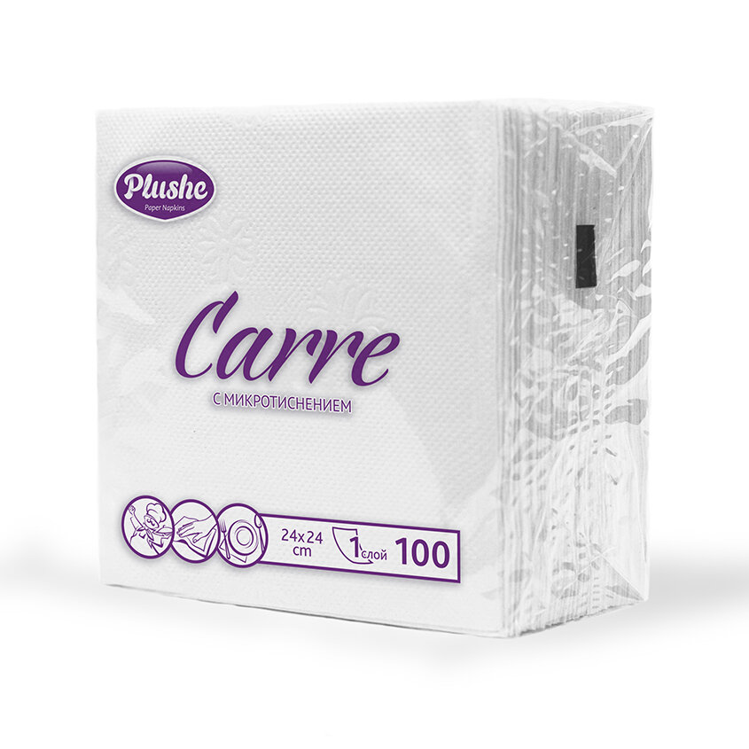 фото Салфетки бумажные `PLUSHE` Standart однослойные 100 шт