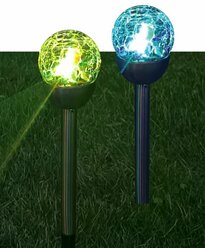 Светильник светодиодный садовый SMD мультиколор в форме шара из битого стекла аккум. AA NI-MH 200мА.ч (уп.2шт) космос KOC_SOL201L