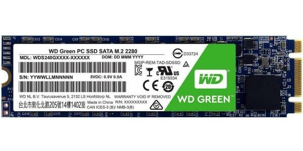 Твердотельный накопитель SSD M.2 480 Gb Western Digital WDS480G2G0B Read 545Mb/s Write 240Mb/s 3D NAND TLC