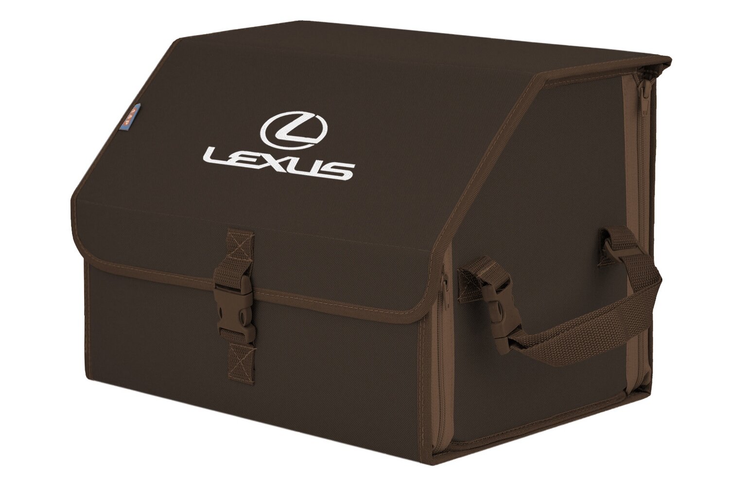 Органайзер-саквояж в багажник "Союз" (размер M). Цвет: коричневый с вышивкой Lexus (Лексус).