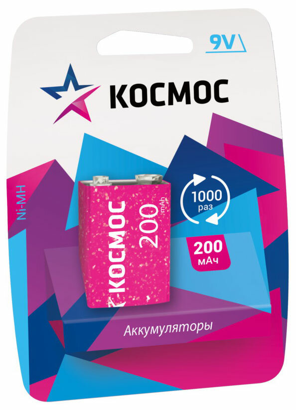 Аккумулятор Космос 9V Крона 200 mAh 1 шт.