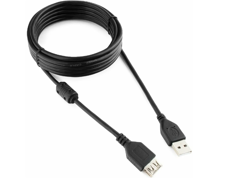 Удлинитель USB am-af 3м черный, зол. разъемы., 2феррит. кольца (CCF2-USB2-AMAF-10)