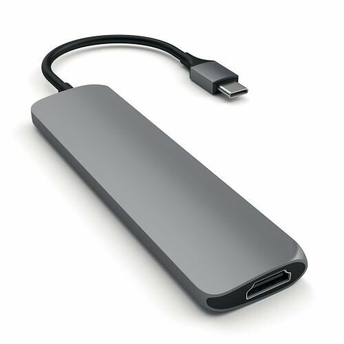 Концентратор Satechi Slim Aluminum Type-C Multi-Port Adapter 4K ST-CMAM интерфейс USB-C, порты: USB Type-C, 2хUSB 3.0, 4K HDMI, серый космос