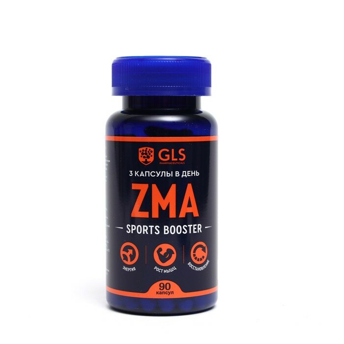 GLS Pharmaceuticals ZMA комплекс GLS с магнием, цинком и аспарагиновой кислотой, 90 капсул по 400 мг