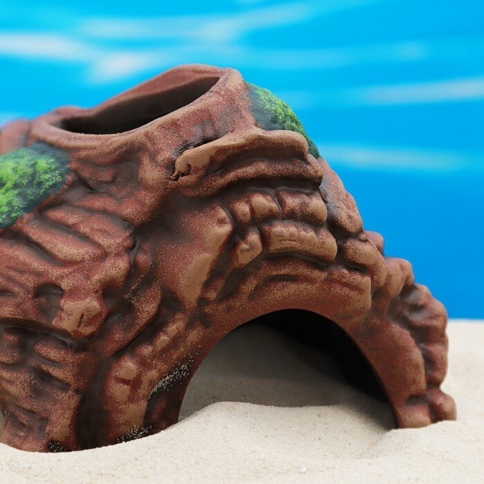 Декор для аквариума "Коряжка с мхом", керамический, 23 х 14 х 10 см - фотография № 6