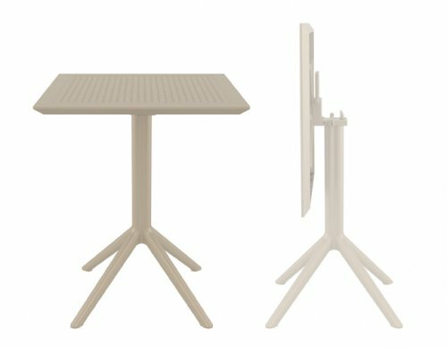 Стол пластиковый складной ReeHouse Sky Folding Table Ø60 Бежевый - фотография № 1