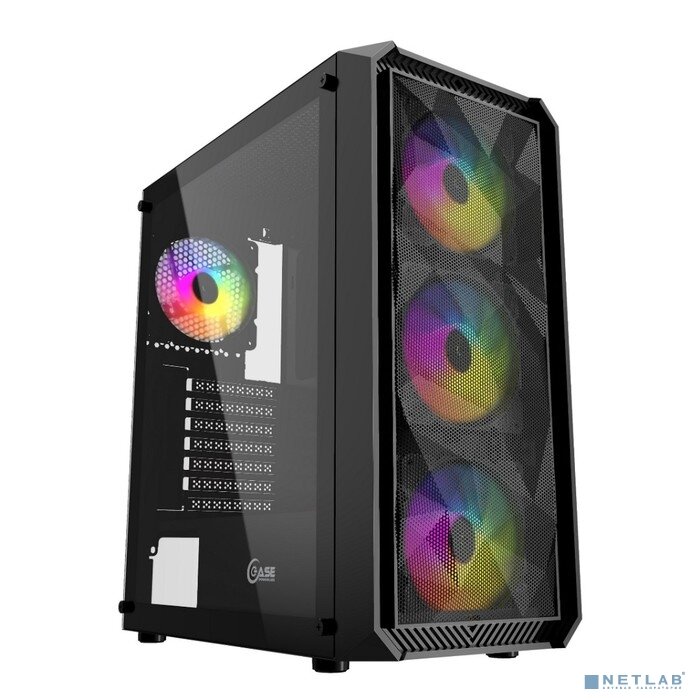 Powercase Корпус Powercase Mistral Edge, Tempered Glass, 4x 120mm 5-color fan, чёрный, ATX (CMIEB-L4) чёрный