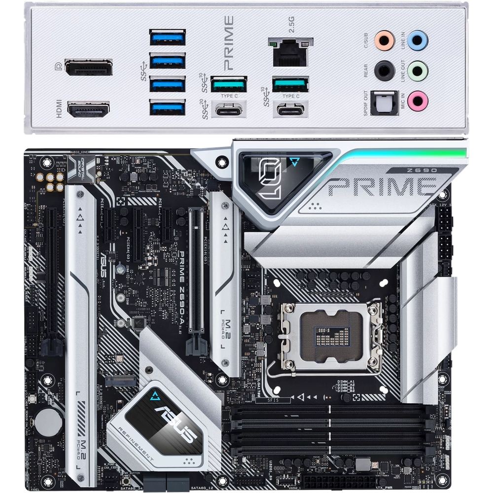 Материнская плата ASUS Prime Z690-A Z690 Socket-1700 4xDDR5, 4xSATA3, RAID, 4xM.2, 2xPCI-E16x, 6xUSB3.2, 2xUSB3.2 Type C, DP, HDMI, 2.5Glan, ATX