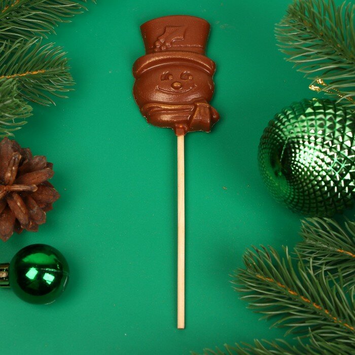 Фигура из молочного шоколада "Снеговик", на палочке , 20 г - фотография № 2