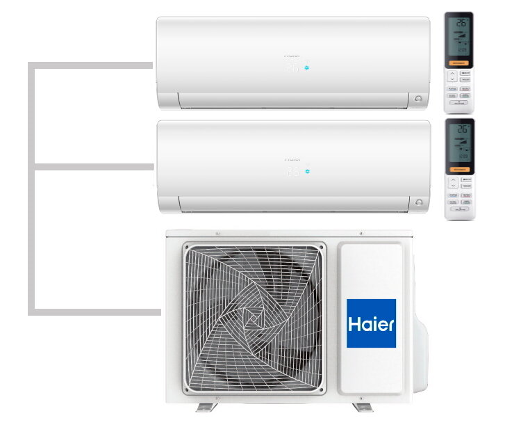 Haier Mульти сплит-система на 2 комнаты 25+25 кв.м.HAIER AS25S2SF1FA-W X 2 / 2U50S2SM1FA