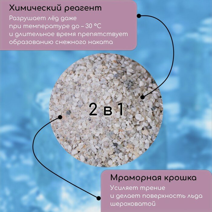 Реагент антигололёдный MkS (мраморная крошка и реагент), 20 кг, работает при —30 °C, в мешке - фотография № 2