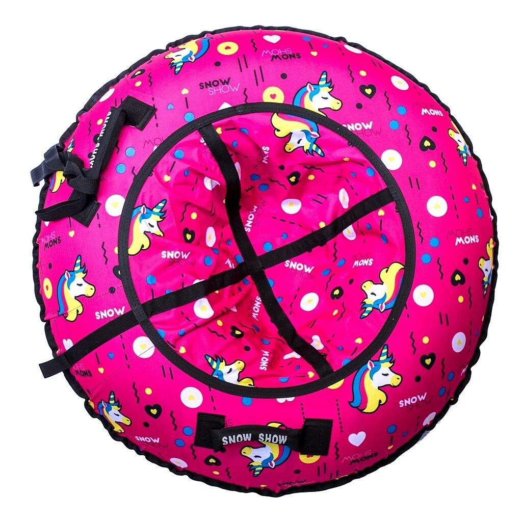 Санки надувные Тюбинг RT Единорог на розовом + автокамера, диаметр 105 см_7301