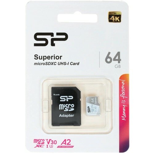 Silicon Power Micro SecureDigital 64GB Class10 SP064GBSTXDA2V20SP Superior + adapter