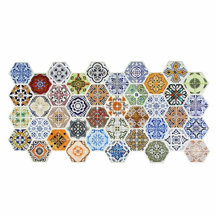 фото Панель ПВХ Граненый шестигранник Пэчворк 973*492