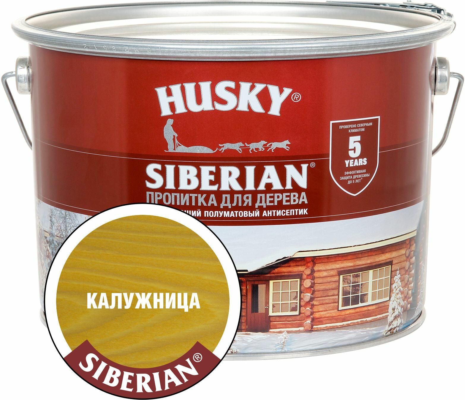 Пропитка для дерева полуматовая калужница HUSKY SIBERIAN 9 л