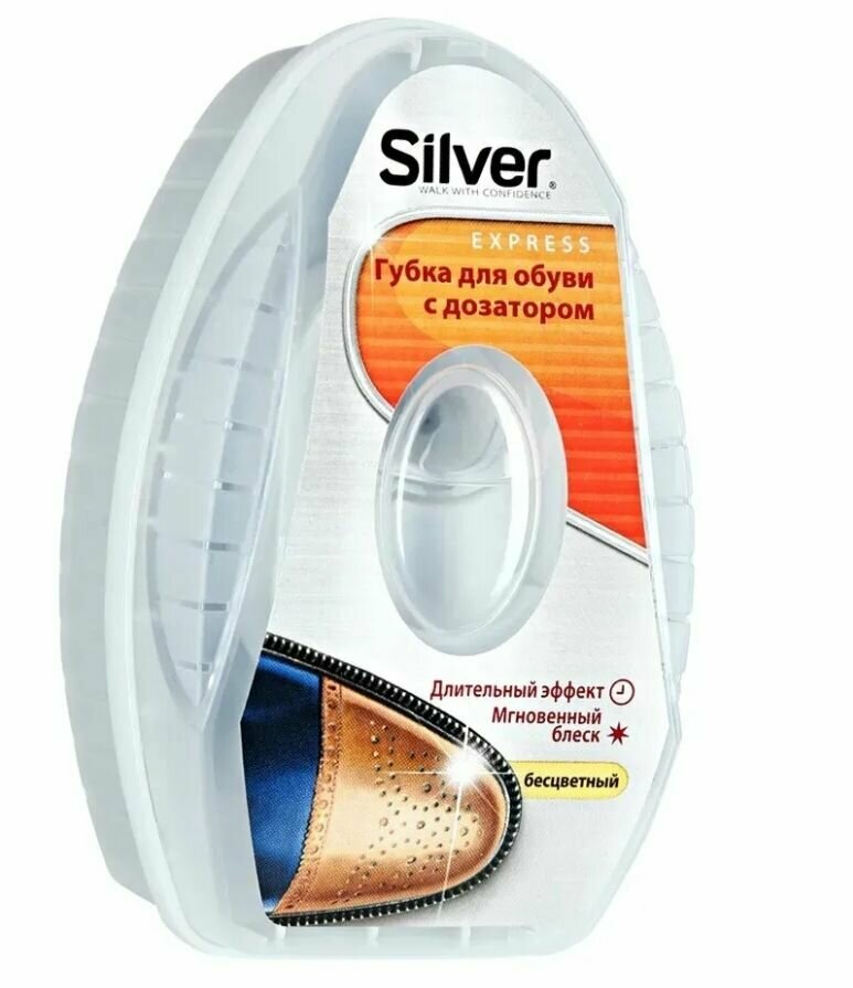 фото SILVER Premium Губка для гладкой кожи антистатик с дозатором силикона, бесцветный, 6мл