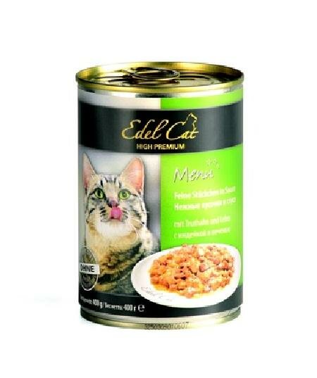 Edel Cat Нежные кусочки в соусе: индейка и печень 0,4 кг 21793 (6 шт)