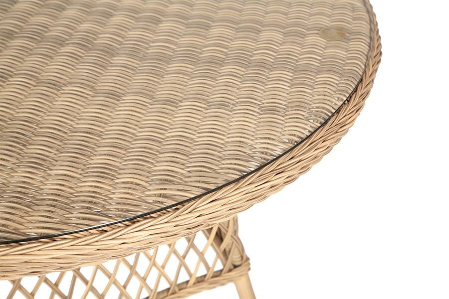 Стол 4SIS "Эспрессо" плетеный круглый стол, диаметр 118 см, цвет соломенный арт. YH-T1661G - фотография № 3