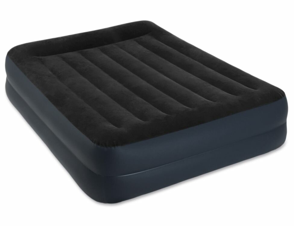 Надувная кровать Intex Pillow Rest Raised Bed (Queen), 152х203х42 см, с подголовником и встроенным насосом 220V, 64124