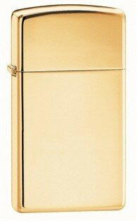 Зажигалка ZIPPO Slim® с покрытием High Polish Brass, латунь/сталь, золотистая, 29x10x60 мм