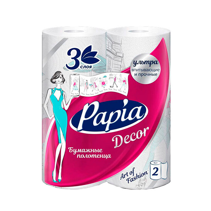 Бумажные полотенца Papia Décor 3-сл 2 шт