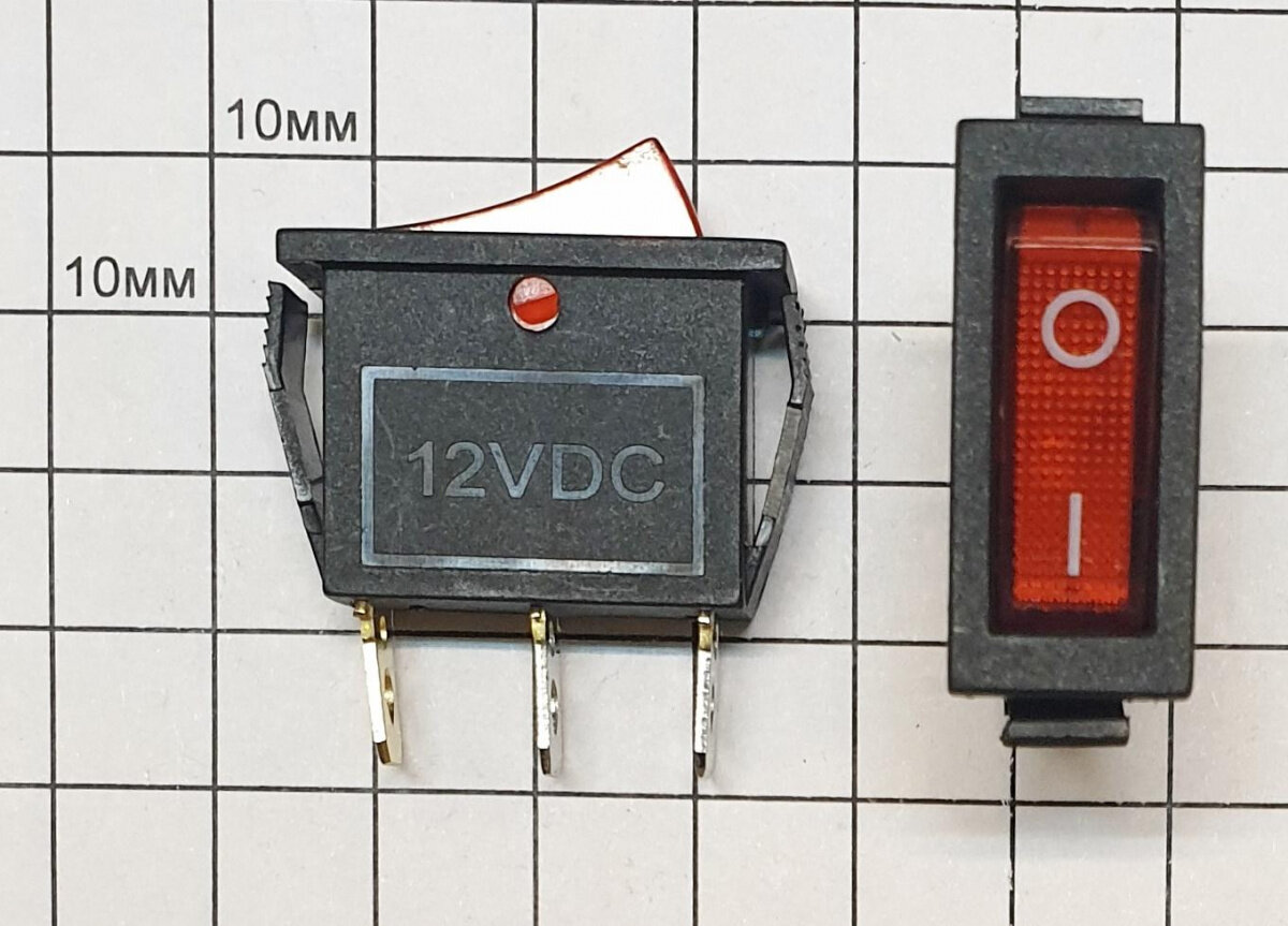 Выключатель SC 791 3c Подсв.12V красный off-on