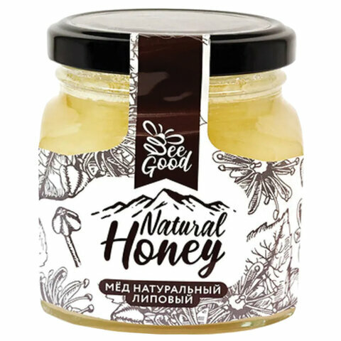 Мёд NATURAL HONEY натуральный липовый, комплект 5 шт., 330 г, стеклянная банка, ш/к 11647, ОМН003