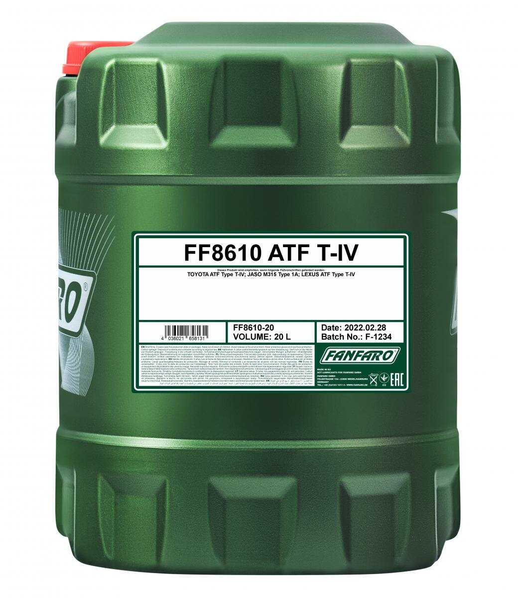 Масло трансмиccионное Fanfaro 8610 T-IV Toyota, 20L, ff8610-20