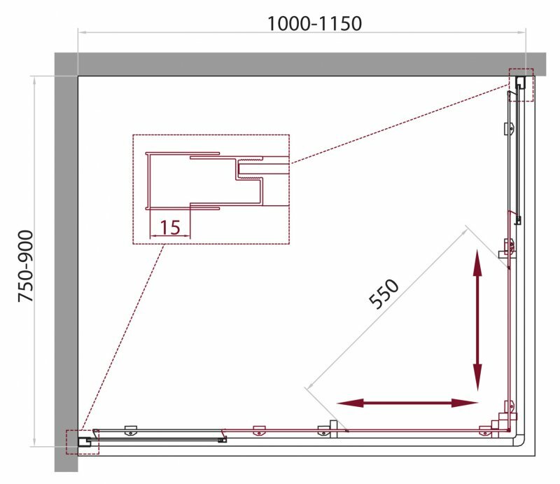 Душевой уголок 115x90 BelBagno Unique UNIQUE-AH-2-100/115-75/90-C-Cr