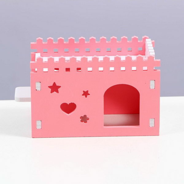 Домик для грызунов с отверстием под поилку, 14 x 8 x 9 см, розовый - фотография № 2