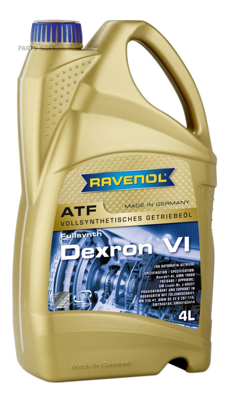 масло трансмиссионное ravenol atf dexron vi синтетическое 4 л 4014835732292