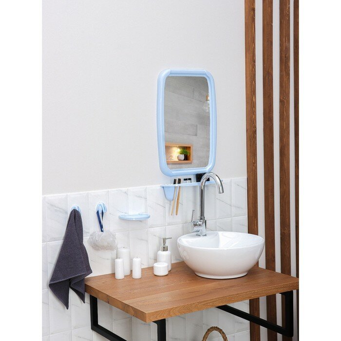 Набор для ванной комнаты Optima, цвет светло-голубой - фотография № 4