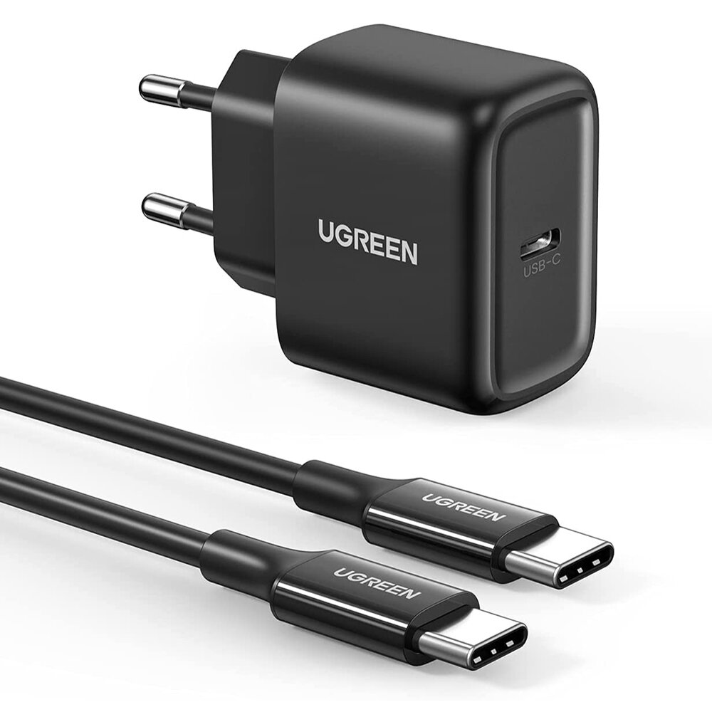 Сетевое зарядное устройство UGREEN CD250 USB-C 25W с кабелем Type-C чёрное (50581)
