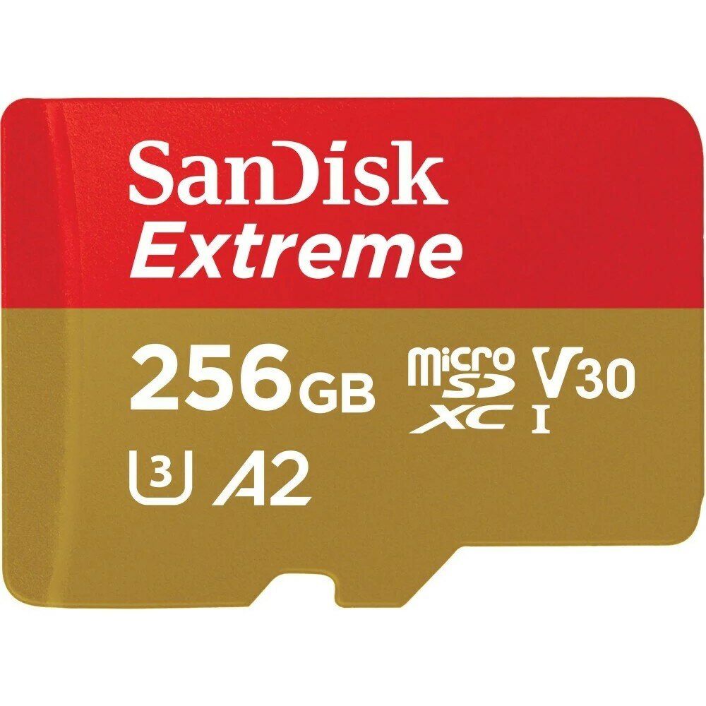 SanDisk Micro SecureDigital 256GB microSDXC Class 10 UHS-I A2 C10 V30 U3 Extreme 190MB s SDSQXAV-256G-GN6MN