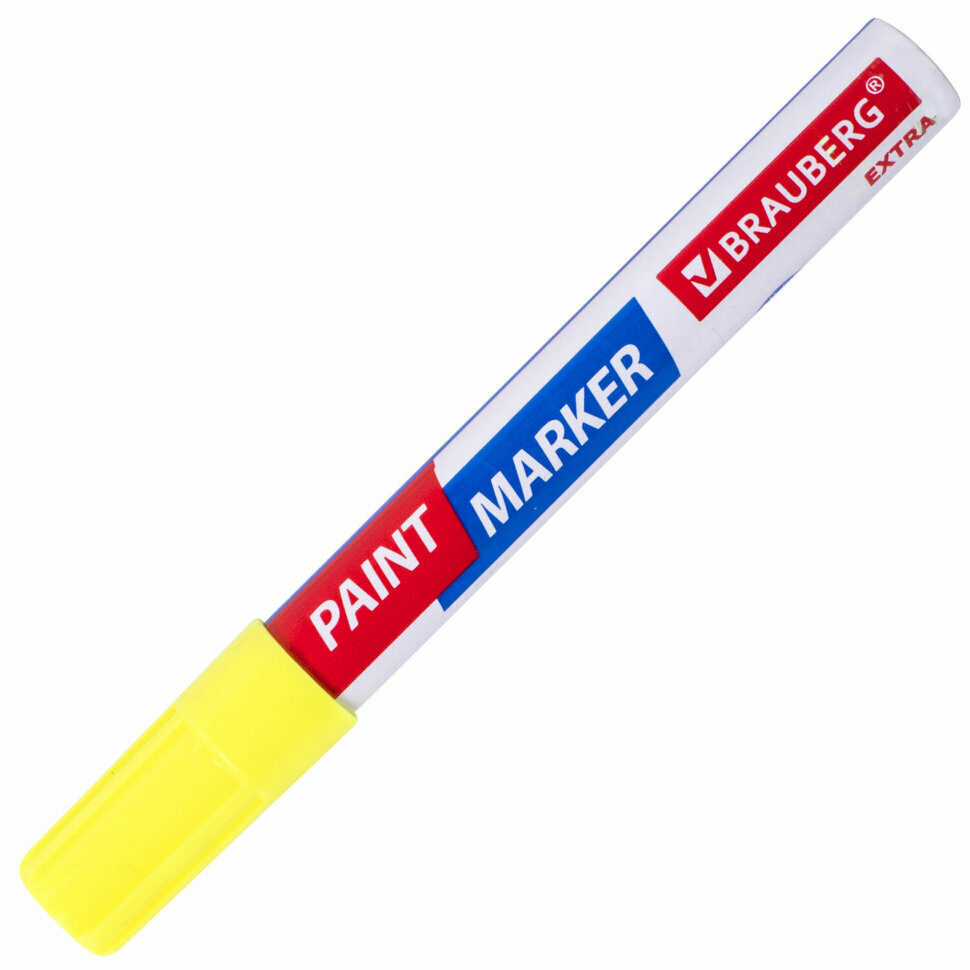 Маркер-краска лаковый EXTRA (paint marker) 4 мм, желтый, усиленная нитро-основа, BRAUBERG, 151984, 151984 - фотография № 10
