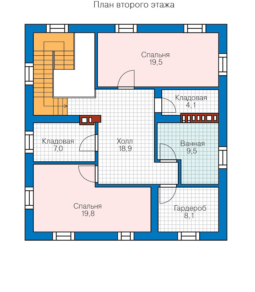 57-23B-Catalog-Plans - Проект двухэтажного дома из газобетона - фотография № 2