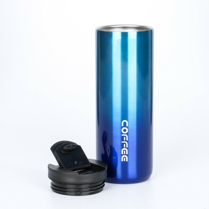 Термокружка, серия: Coffee, 500 мл, сохраняет тепло 8 ч, синяя - фотография № 2