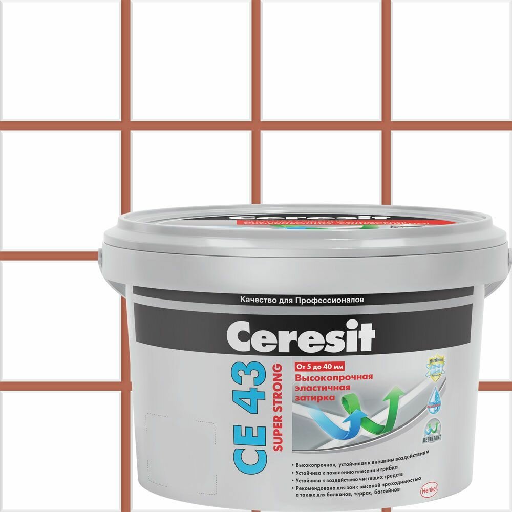 Затирка Ceresit CE 43 Super Strong, 2 кг, кирпичный 49
