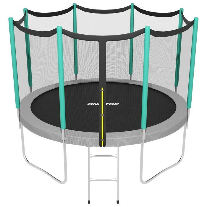 ONLYTOP Батут ONLITOP, d=366 см, с сеткой высотой 173 см + лестница, цвет серый/салатовый