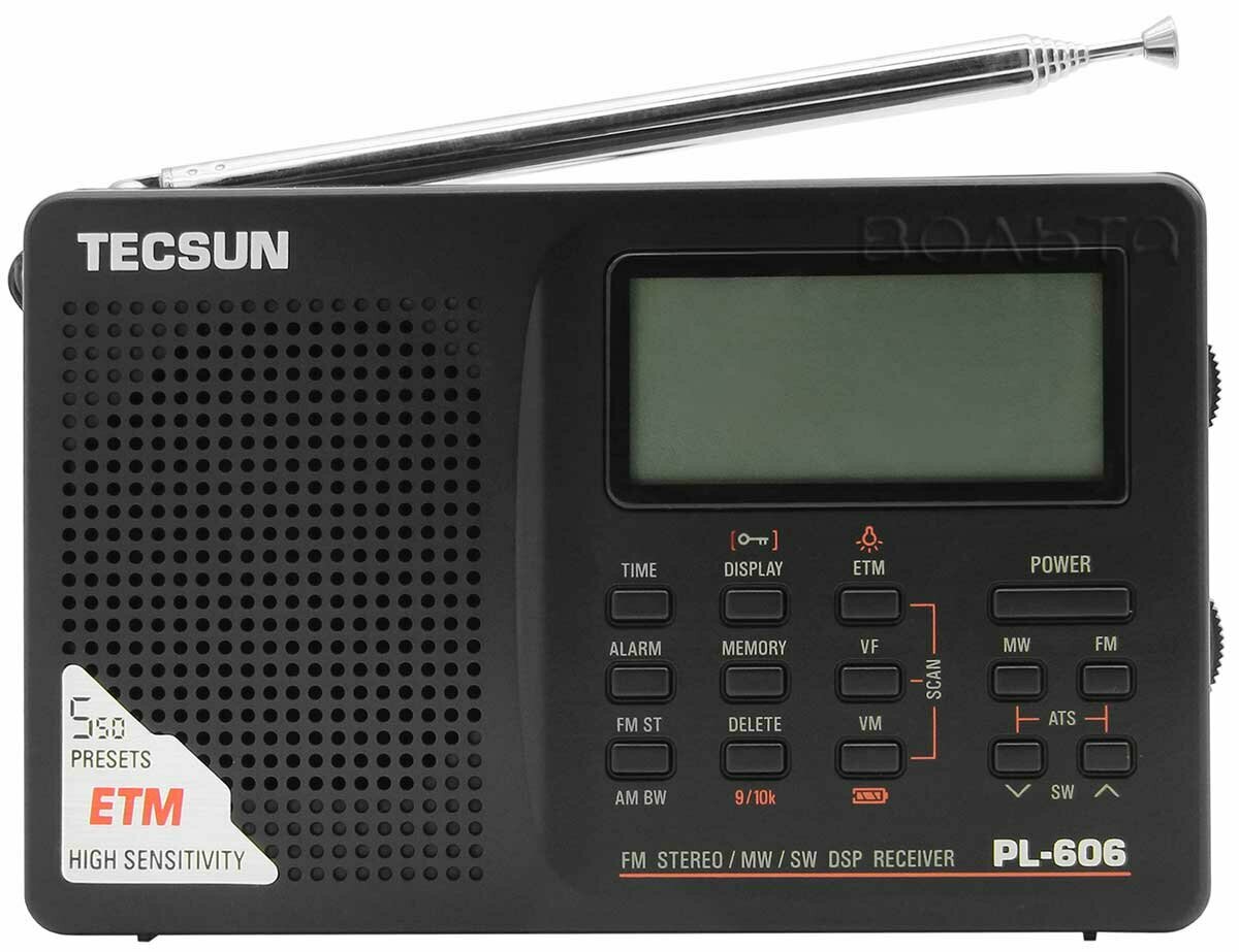 Цифровой радиоприемник с расширенным ФМ диапазоном Tecsun PL-606 (export version) black