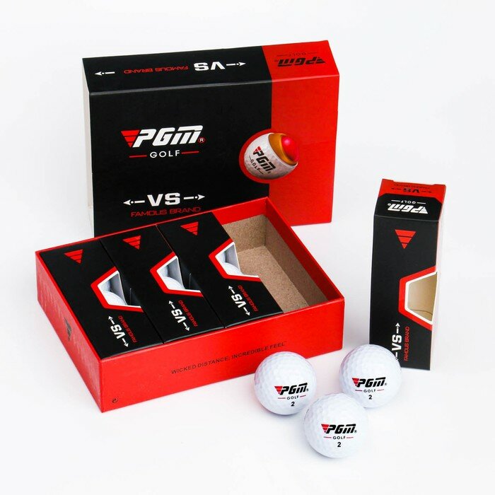 Мячи для гольфа PGM VS, трехкомпонентные, d 4.3 см, набор 12 шт - фотография № 1
